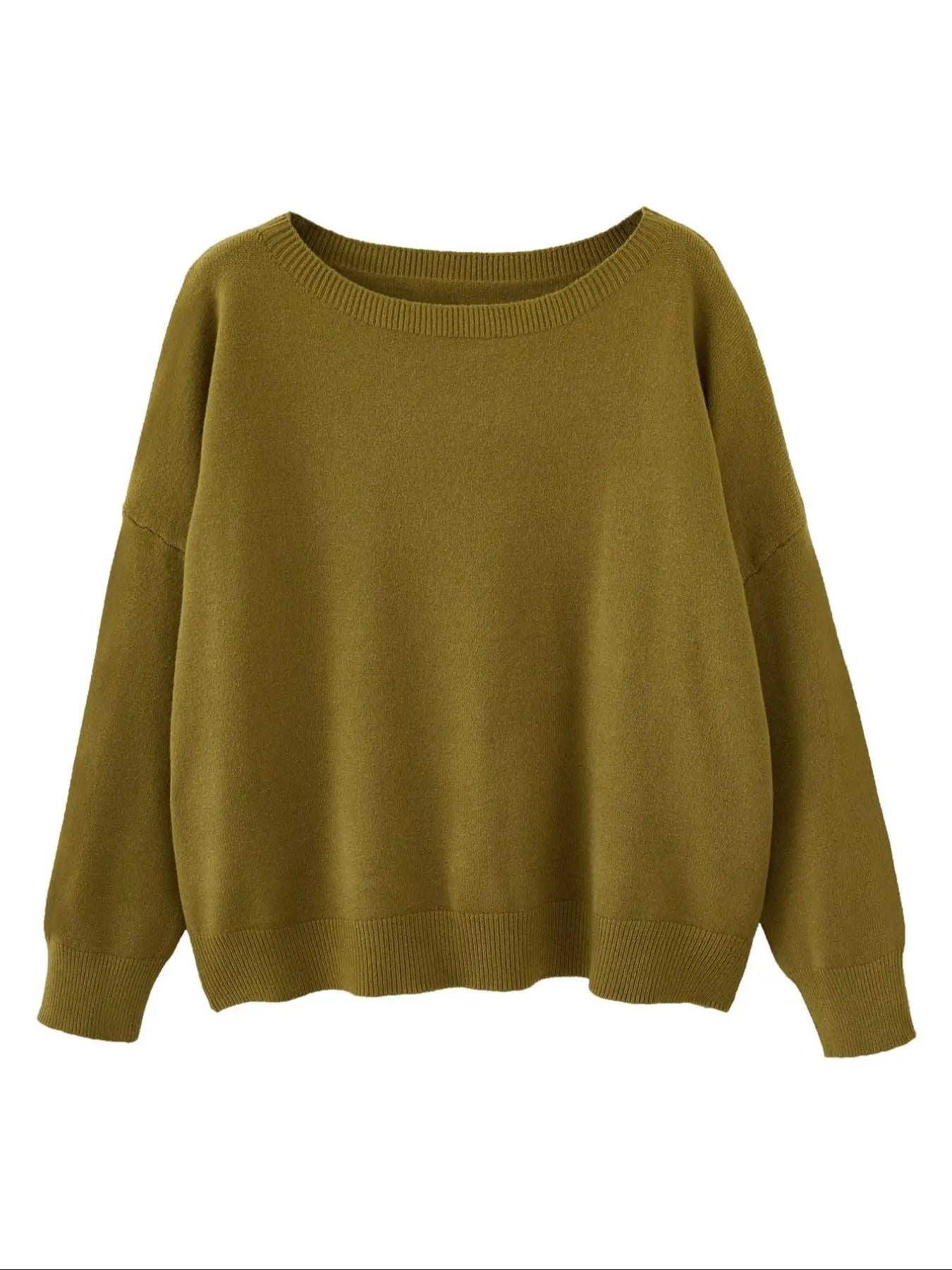 Scoop Neck Knitted Sweater