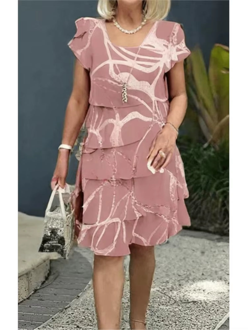 Grace in Bloom: Geometric Floral Summer Midi Dress