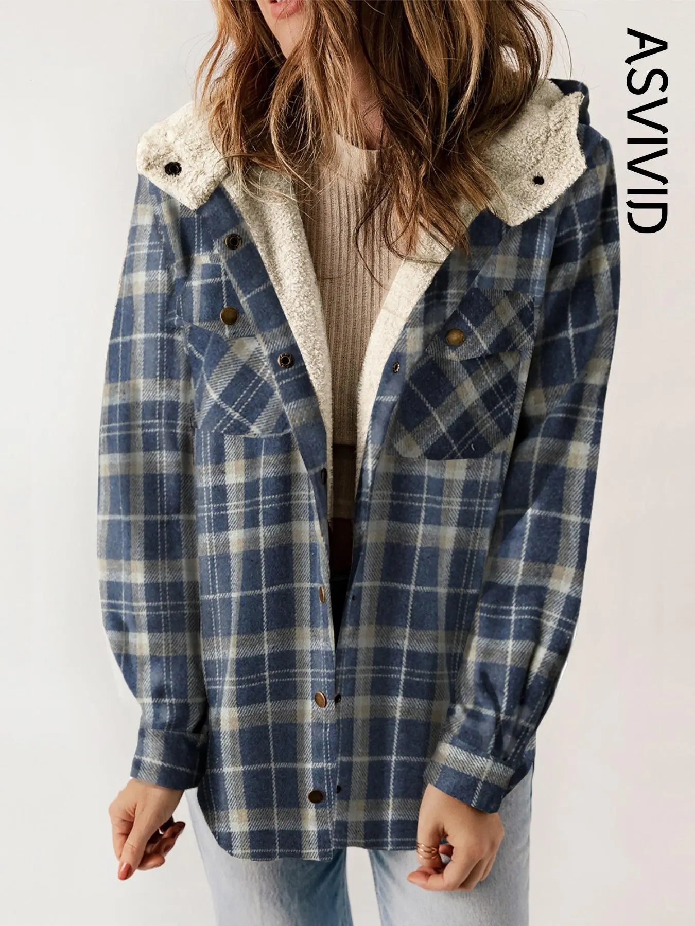 Plaid Hooded Casual Outerwear